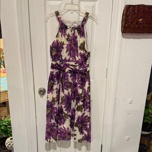 Evan Picone Purple and Cream Floral Dress